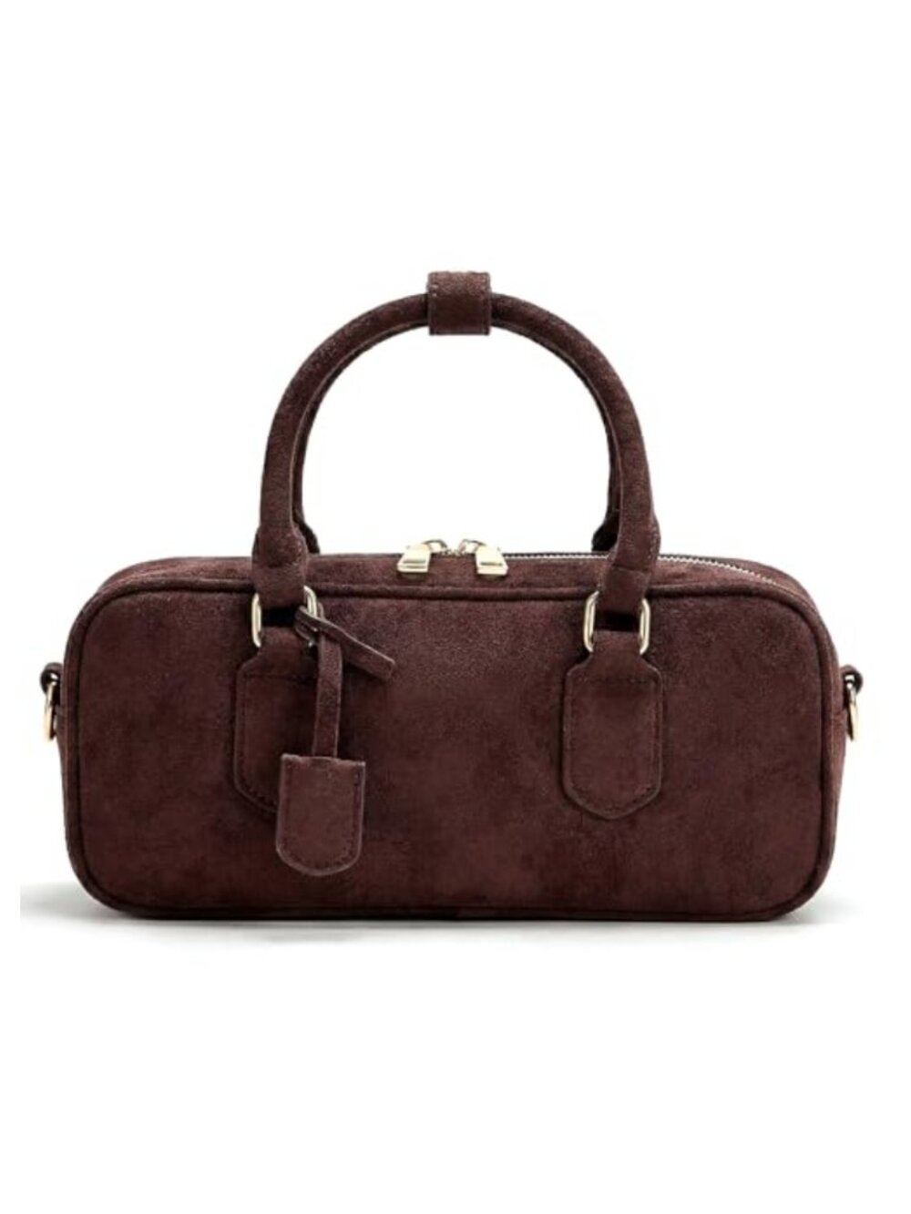 Faux Suede Crossbody Purse with Top Handle, Square Shoulder Bag, Adjustable